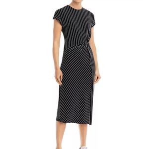 HUGO BOSS ELAYNA  / Black and White Striped Midi Dress